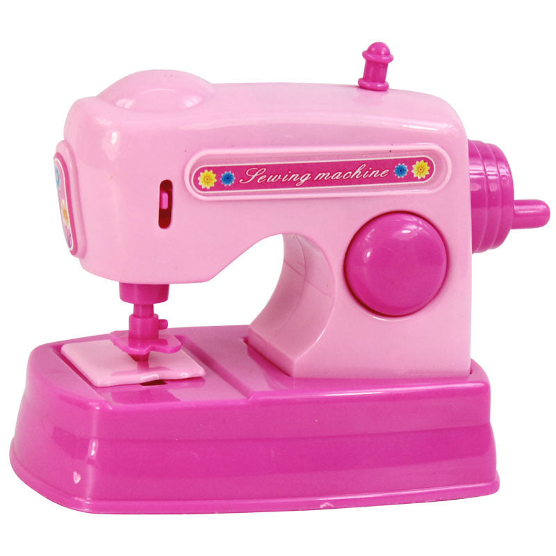 Children's Mini Girl Simulation Play House toy sewing machine in pink color for imaginative play.