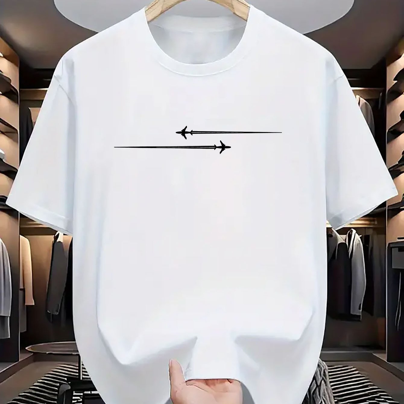 Men’s Comfortable Sports Round Neck T-Shirts featuring a minimalist arrow design on a white fabric.
