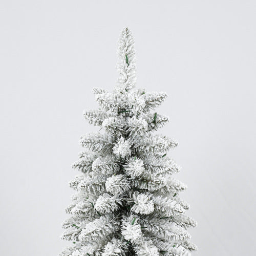 Artificial Christmas Tree Set With Lights featuring a snowy white design and intricate branch detailing.