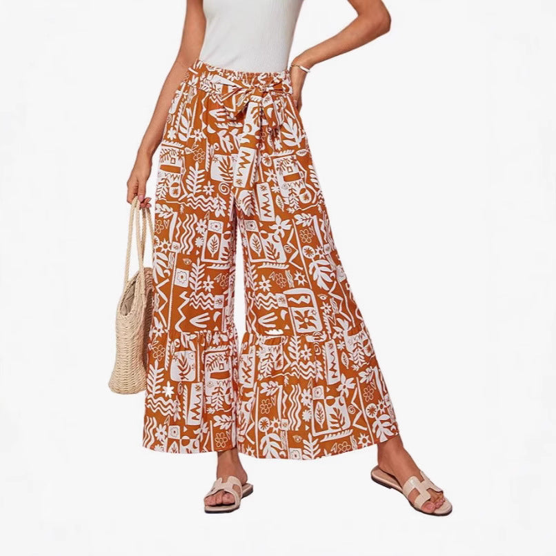 Spring Summer Bohemian Wide-Leg Pants