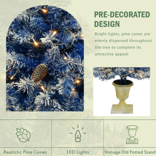Pre-lit Christmas Tree Artificial Christmas featuring pre-decorated design with bright LED lights and realistic pine cones.