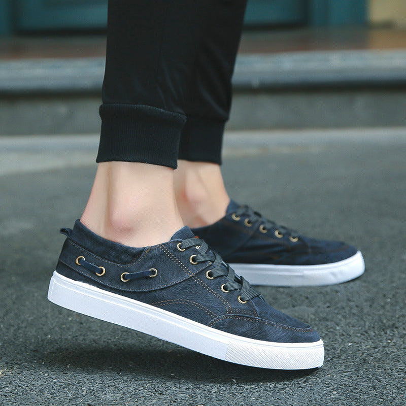 Breathable casual lazy canvas shoes on a person, showcasing effortless style and comfort for everyday wear.