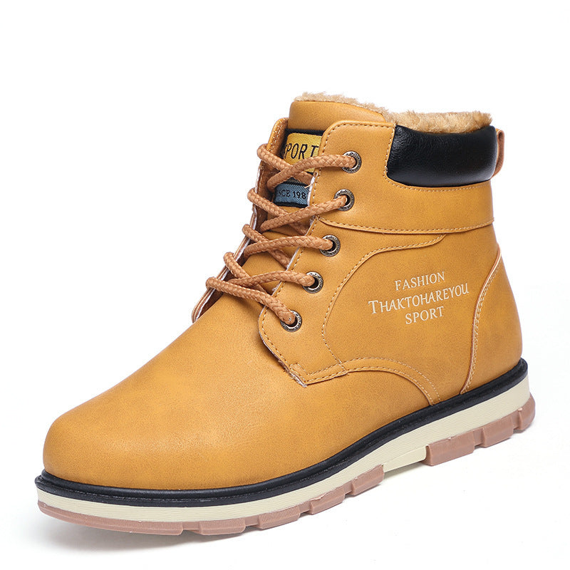 Plush warm work clothes Martin boots with stylish design and cozy interior for cold weather protection.
