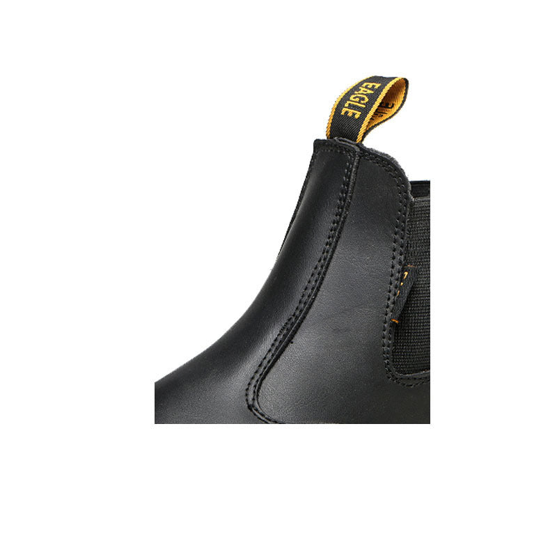 Leather safety shoes boots safety work shoes - side view of durable black leather boot