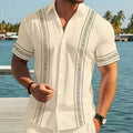 Hawaii New Style Lapel Striped Short-Sleeve Shirt For Men