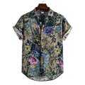 Printing Long Sleeve Shirt Men's Lapel Shirt with colorful floral print design for stylish casual wear.