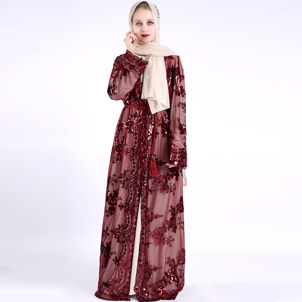 Women Short Sleeve Printed Flower Dress displayed on a model wearing a stylish outfit with floral patterns and a scarf.