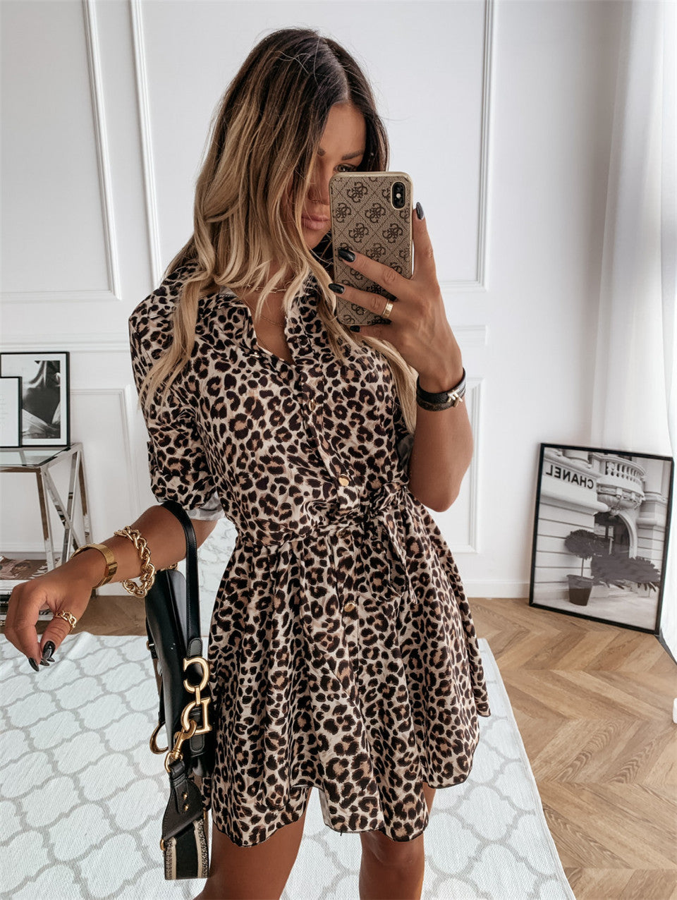 Women Dresses Fashion Ladies Casual Dress in leopard print, perfect for casual outings and versatile styling.