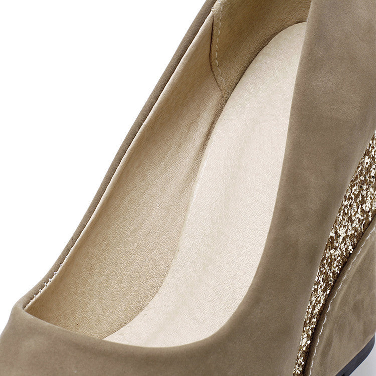 Women Spring Style Platform Wedge Daily Pumps Shoes close-up view of soft interior material.