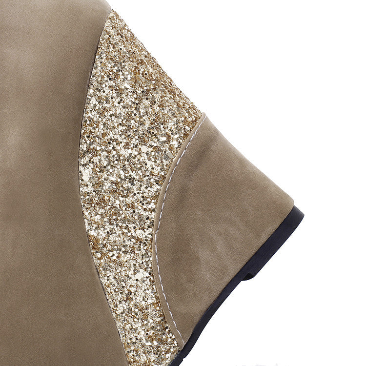 Women Spring Style Platform Wedge Daily Pumps Shoes featuring a glittery wedge heel detail.