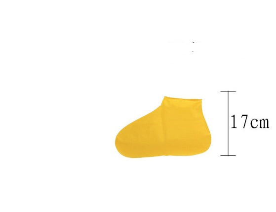 Rubber Anti-slip Waterproof Shoe Cover Reusable Rain Boot in yellow color, measuring 17 cm, designed to protect shoes.