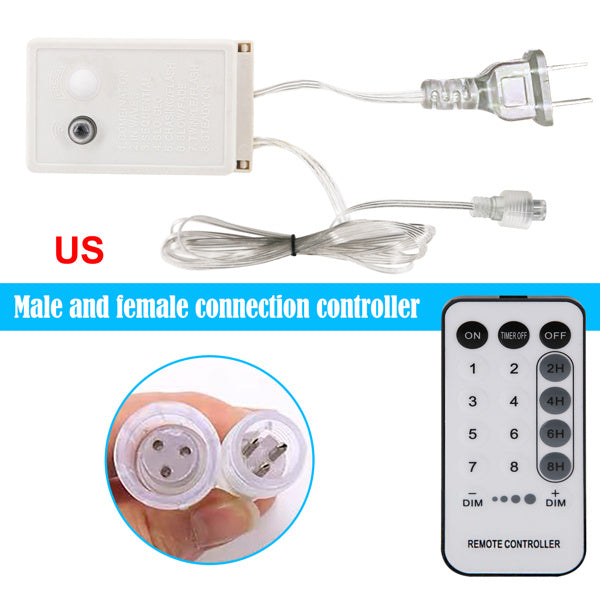Ice Bar Light 96 US Standard Blue remote controller with male and female connection.