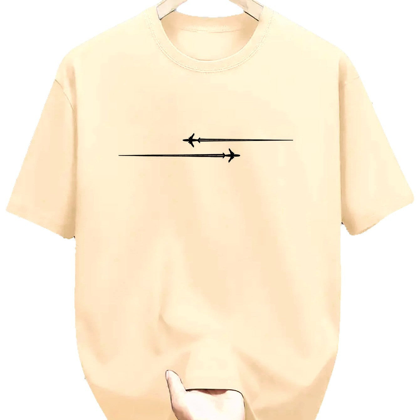 Men’s Comfortable Sports Round Neck T-Shirts in light beige with arrow design, perfect for casual and sports wear.