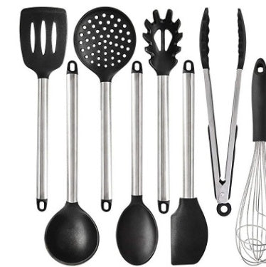 The silicone kitchen utensils and appliances in a stylish arrangement, showcasing various durable cooking tools.