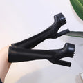 Knee-high boots for women shoe elastic boots with stylish high heels and sleek design.