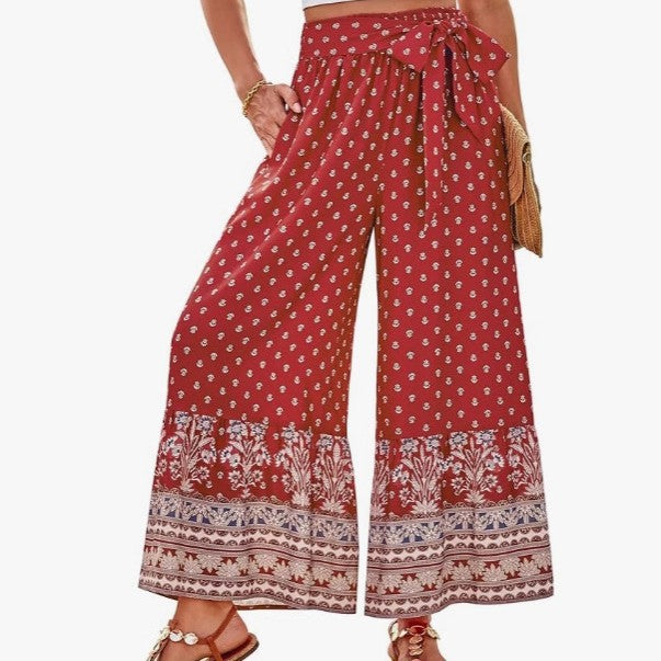 Spring Summer Bohemian Wide-Leg Pants