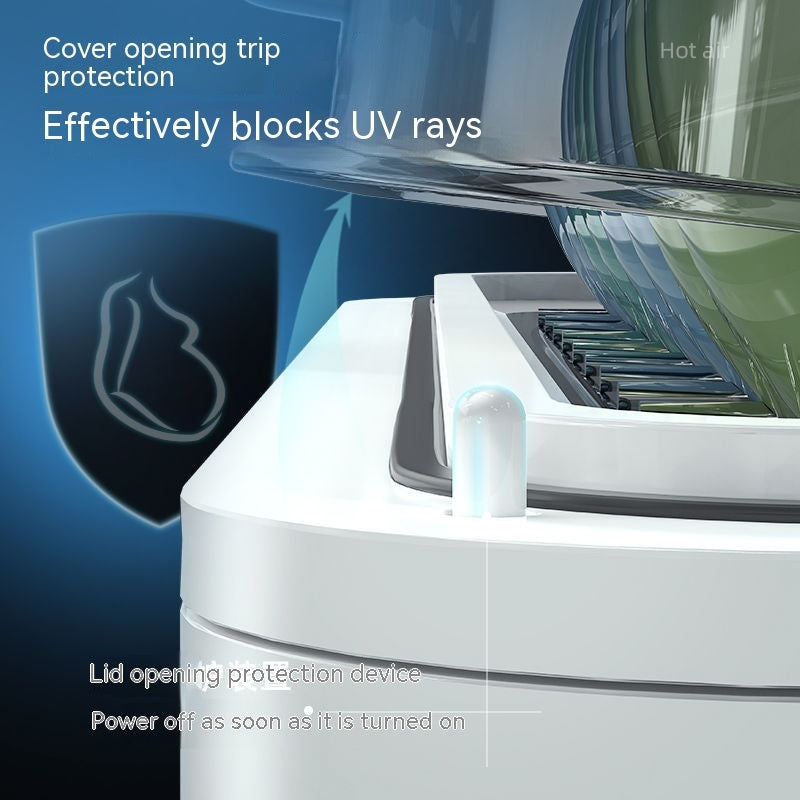 Mini Small Kitchen Desktop Disinfection Dryer with UV ray blocking technology and safety lid opening protection.