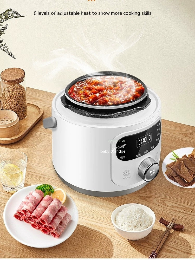 Electric Pressure Cooker Small Household Appliances showcasing cooking with adjustable heat on a modern kitchen countertop.