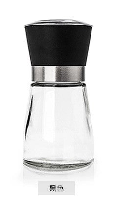 Creative kitchen appliances hand glass grinder with a sleek black top and clear glass body.