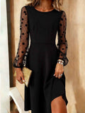 Polka Dot Stitching A- Line Dress Elegant Party Dress