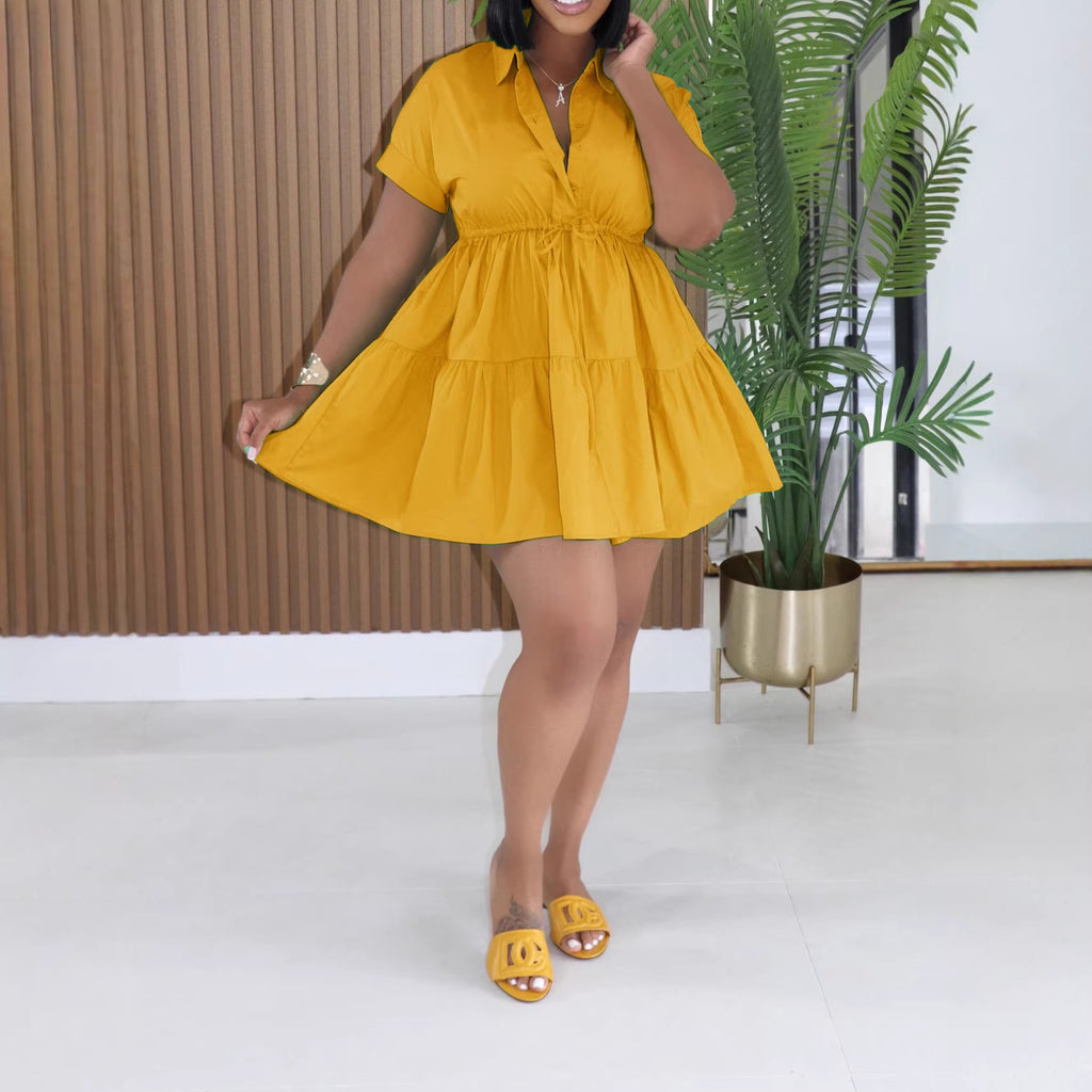 Loose-fitting Casual Shirt Dress Summer Short Skirt