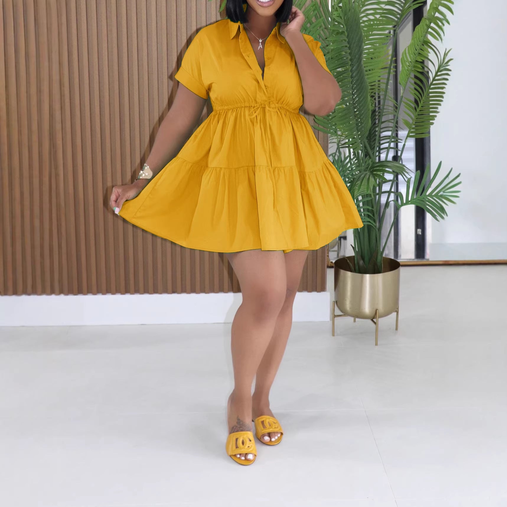 Loose-fitting Casual Shirt Dress Summer Short Skirt