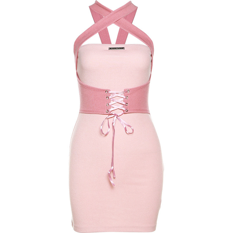 Dresses For Women Show Thin Waist Tie featuring a stylish design with waist-tie and crisscross straps for a flattering silhouette.
