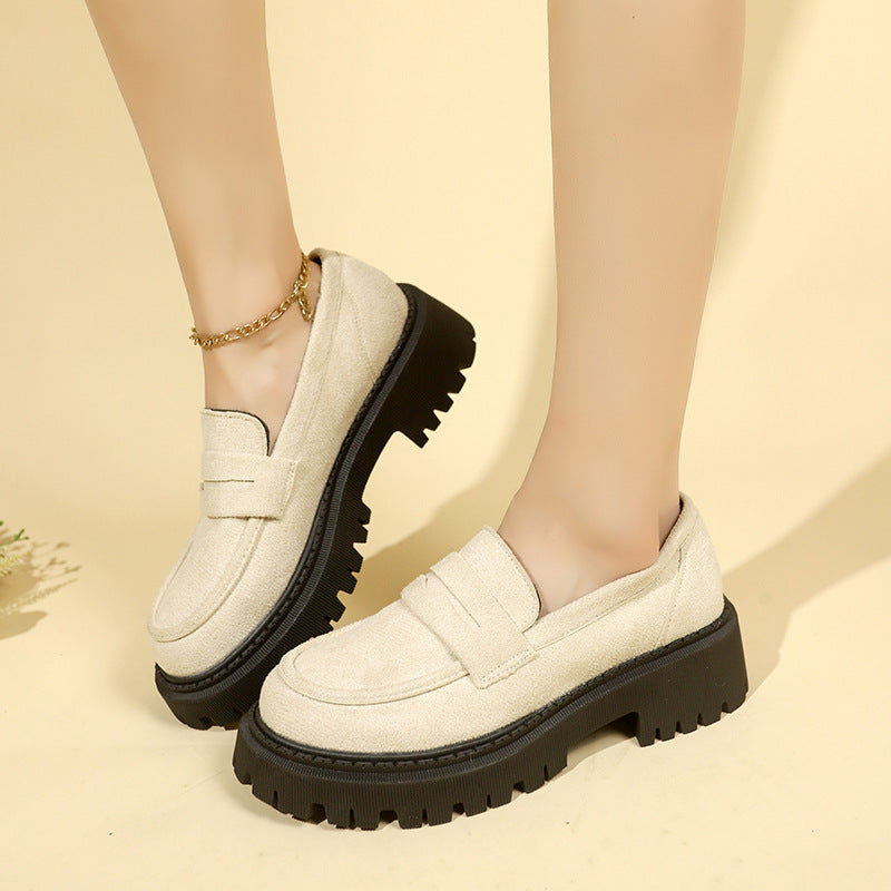 British Style Slip-on Leather Shoe Retro  Women