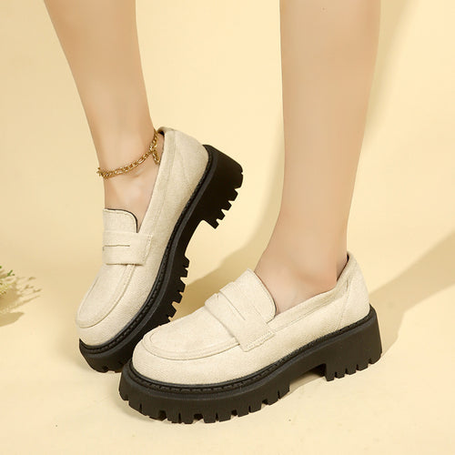 British Style Slip-on Leather Shoe Retro  Women
