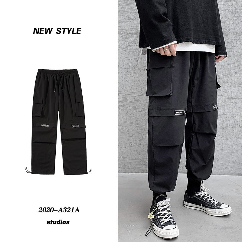 Overalls Men's Casual Plus Bulky summer casual hip hop wide leg style pants for modern streetwear.