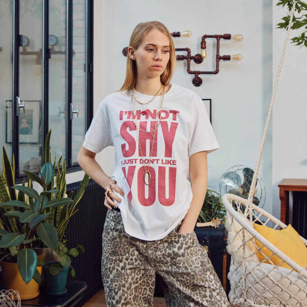 Floral Letter Print Pattern Top With Short Sleeves