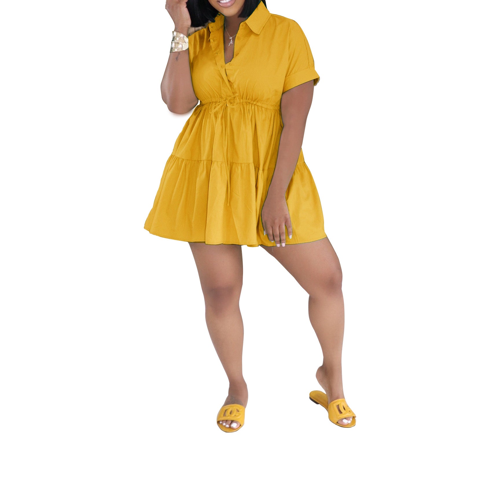 Loose-fitting Casual Shirt Dress Summer Short Skirt