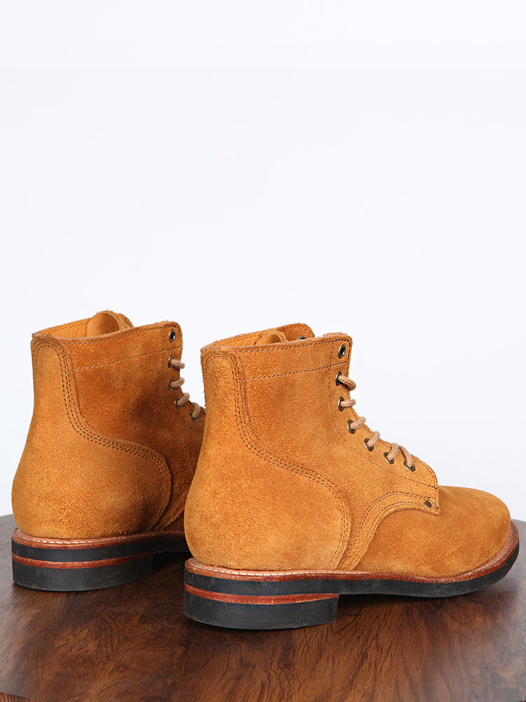 Vintage Work Boots High Top shoe in light brown suede with classic high-top silhouette and rugged design.