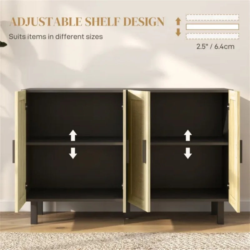 Modern Kitchen Storage Cabinet with adjustable shelves for organizing kitchen essentials.