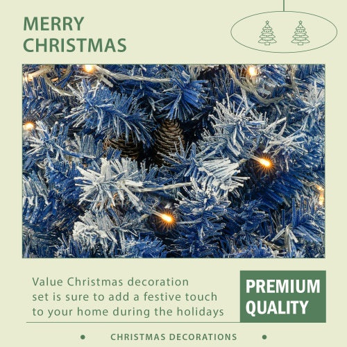 Pre-lit Christmas Tree Artificial Christmas with blue decorations and lights for festive holiday décor.