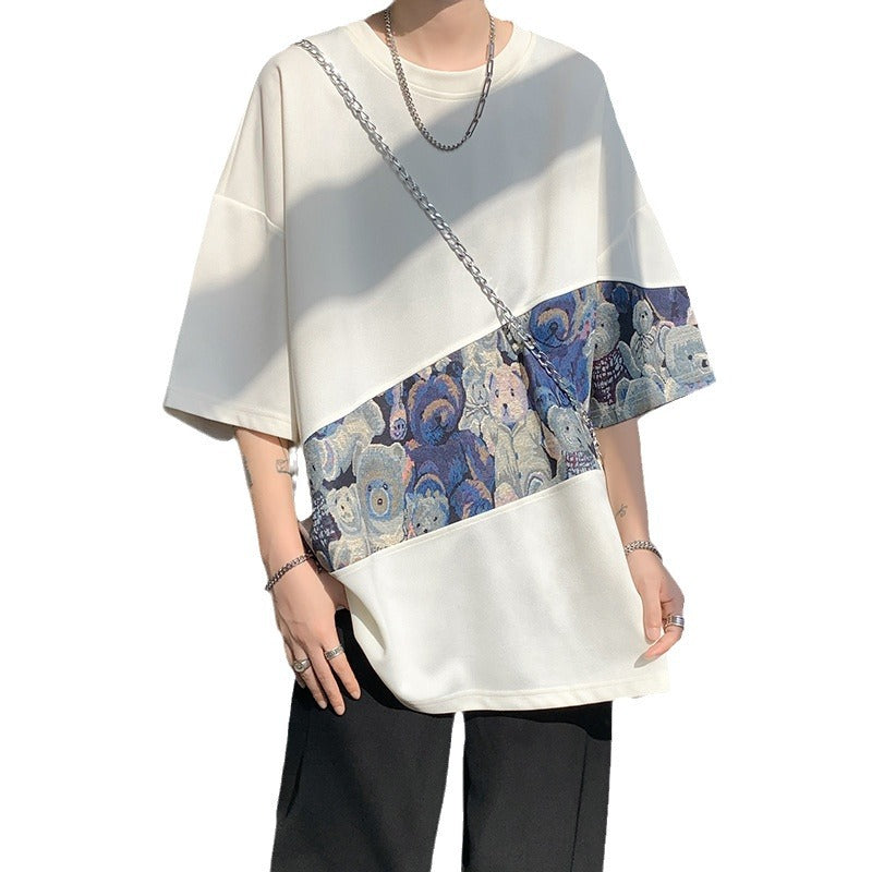 Men's Loose And Casual Color-block Crewneck Top