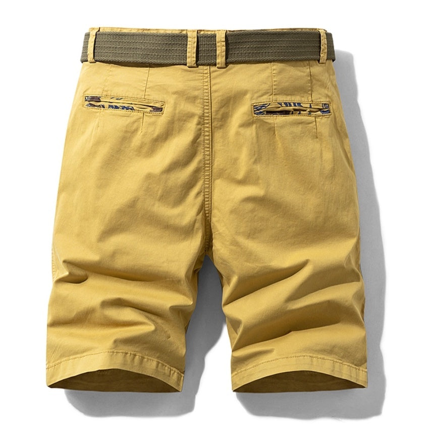Summer Loose Straight Trousers in yellow with a relaxed fit and visible pockets.