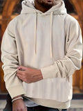 Jacquard Round Neck Hoodie For Men And Women in light beige with stripes, showcasing style and comfort.