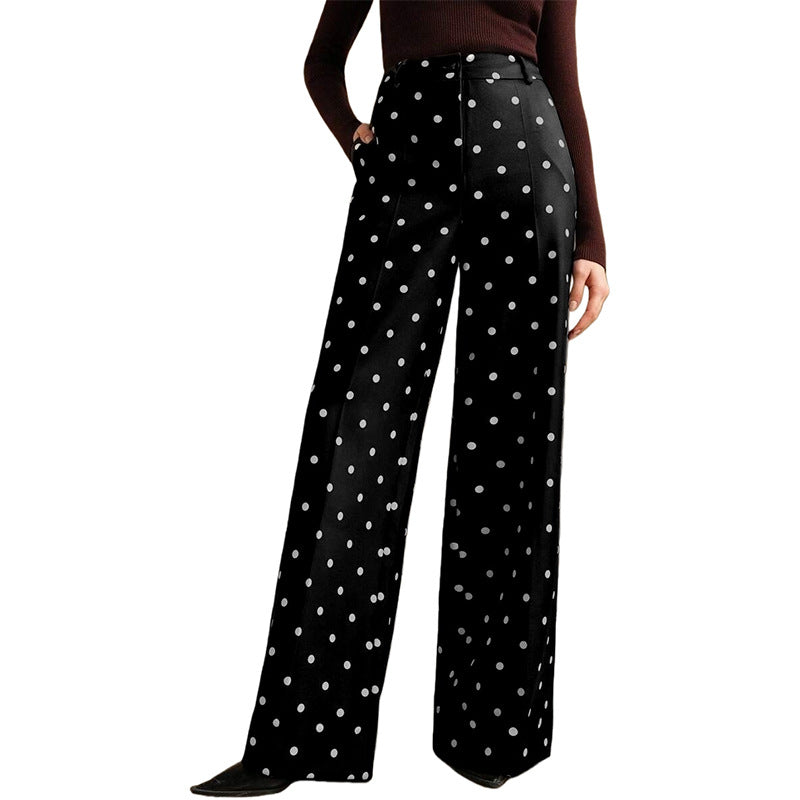 Womens Loose Wide-Leg Trousers Casual Pants Womens High-Waist Versatile Trousers