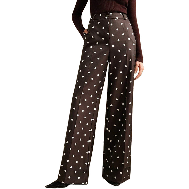 Womens Loose Wide-Leg Trousers Casual Pants Womens High-Waist Versatile Trousers