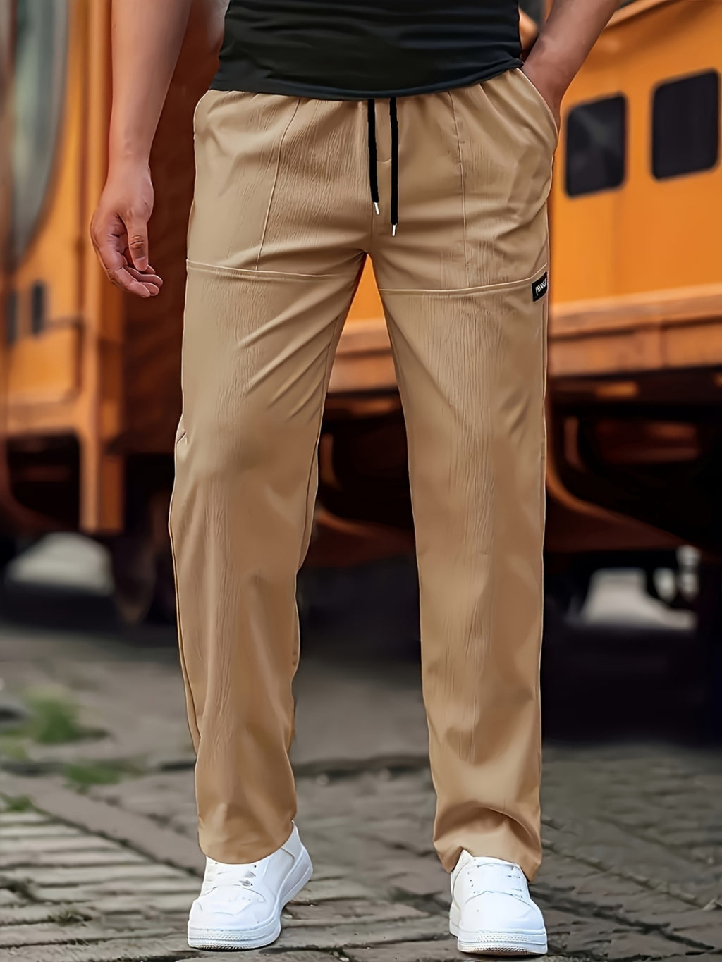 Men's Fashion Training Brother Basketball Pant in beige, designed for comfort and style during workouts or casual wear.