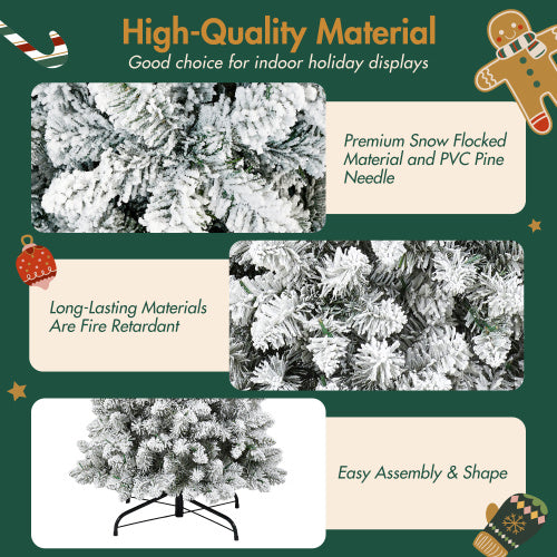 Artificial Christmas Tree Set With Lights high-quality material with snow flocking and easy assembly for holiday displays