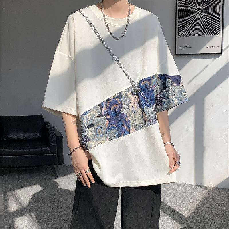 Men's Loose And Casual Color-block Crewneck Top