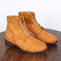 Vintage Work Boots High Top in a rich tan color, showcasing durable suede material and classic high-top design.