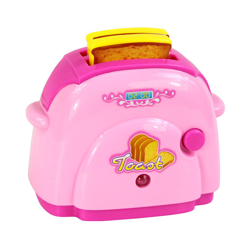 Children's Mini Girl Simulation Play House pink toy toaster with bread for imaginative play
