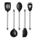 The silicone kitchen utensils and appliances featuring a spatula, spoon, and other tools for efficient cooking.