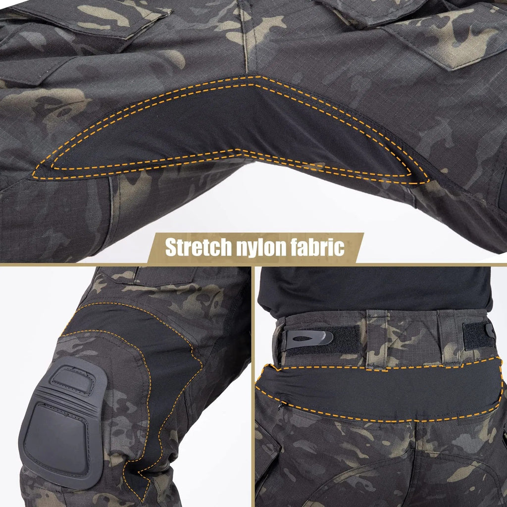 Men's Tactical Combat Tactical Military Pants showcasing stretch nylon fabric with reinforced stitching and pockets.