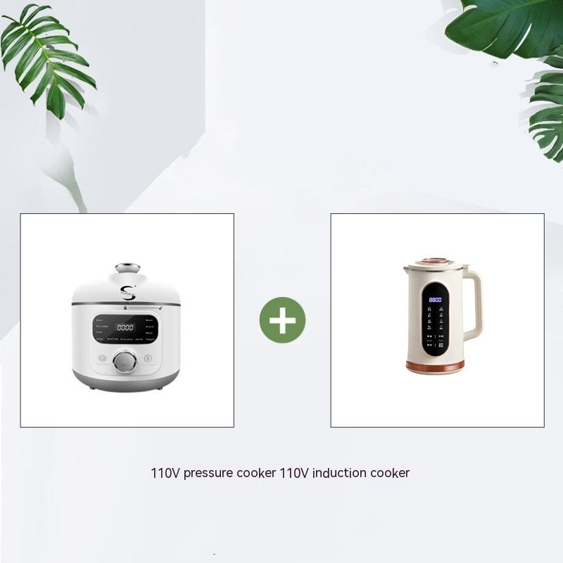 Electric Pressure Cooker Small Household Appliances set including 110V pressure cooker and 110V induction cooker.