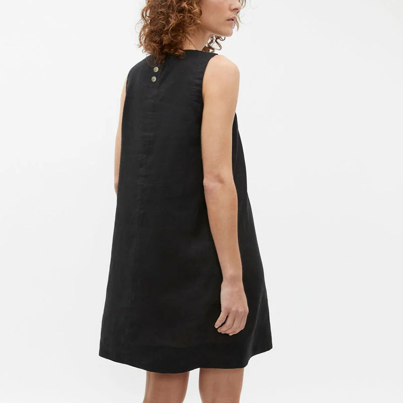 Sleeveless Casual Commuter Crew-neck Dress