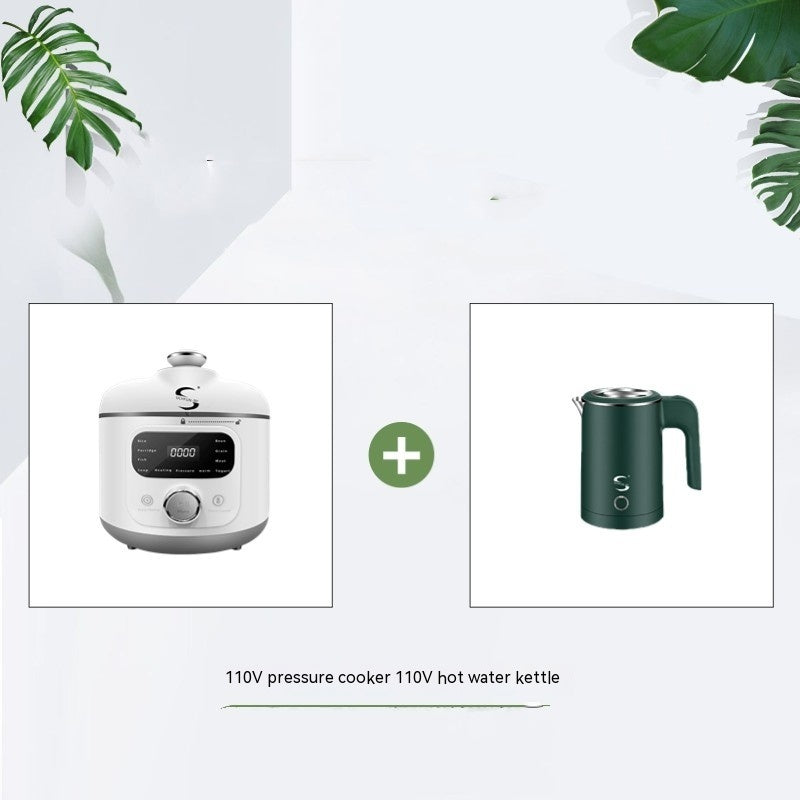 Electric Pressure Cooker Small Household Appliances set featuring a 110V pressure cooker and 110V hot water kettle.